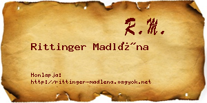 Rittinger Madléna névjegykártya